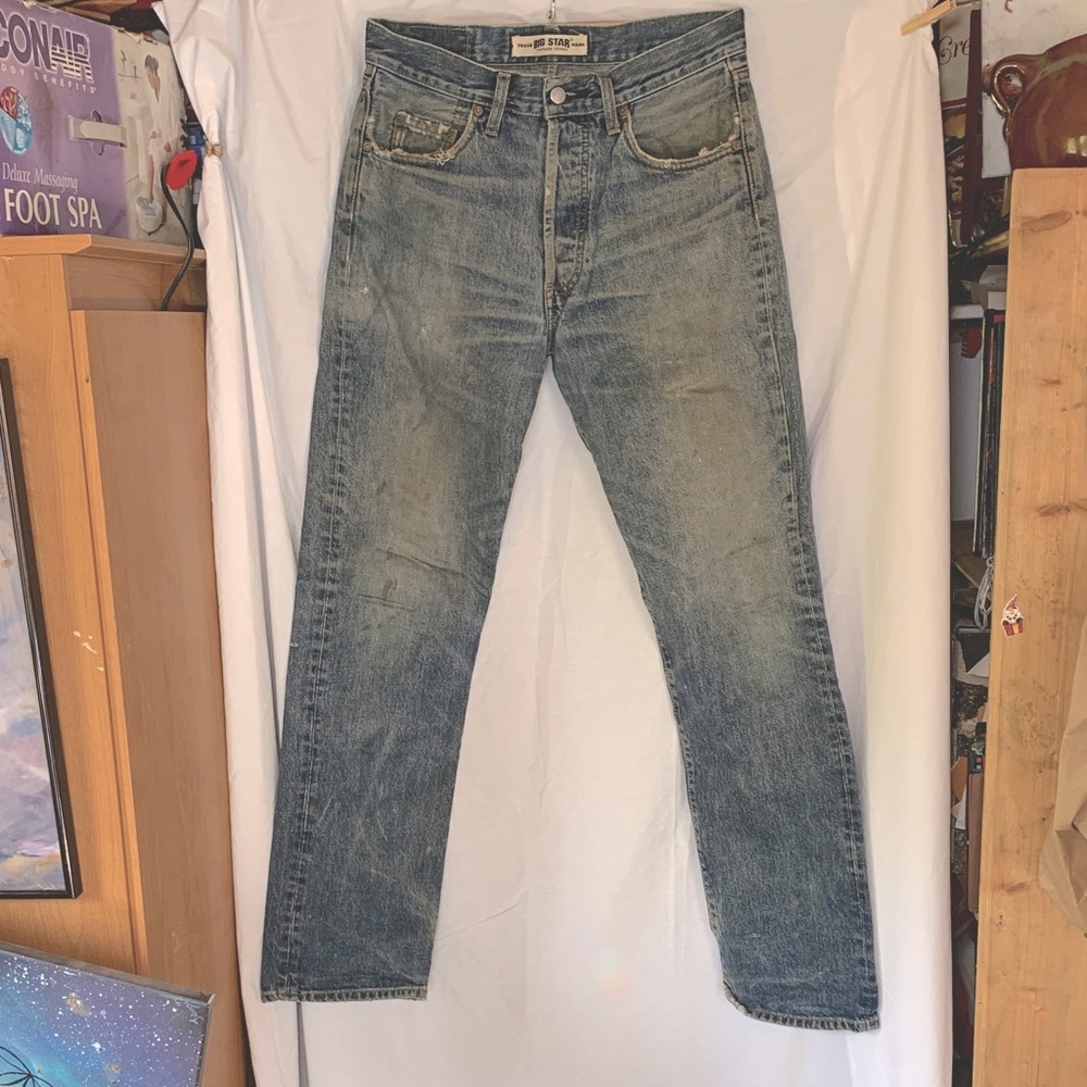 Men’s Big Star‎ Vintage denim Roped Dyed Ring Fabric Light Blue Straight Jeans